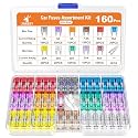 JOREST 160Pcs Mini Fuses Kit,Car Fuses Assortment Kit,Automotive Blade Fuse for Car/RV/Truck/Motorcycle(2Amp 3A 5A 7.5A 10A 15A 20A 25A 30A 35A 40A) + Auto Fuse Puller