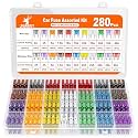 JOREST 280 Pcs Fuse Kit,182 Mini Car Fuses Assortment + 98 Standard Auto Blade Fuse, Replacement for Tool Automtive RV Motorcycle Truck Accessories(2A 3A 5A 7.5A 10A 15A 20A 25A 30A 35A 40AMP)