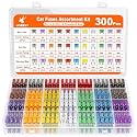 JOREST 300Pcs Car Fuse Assortment Kit, 160 Mini Blade Fuses Automotive + 90 Standard Auto Fuses + 50 Micro + Puller – Replacement for RV Camper Boat Truck (2Amp 3A 5A 7.5A 10A 15A 20A 25A 30A 35A 40A)