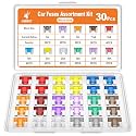JOREST 30Pcs Car Fuse Kit - Micro Blade Fuses Automotive (Low Profile Mini Fuse) - Replacement Fuses Assortment Kit for Car/RV/Truck/Motor (2Amp 3A 5A 7.5A 10A 15A 20A 25A 30A 35A 40A)