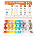 JOREST 60Pcs Micro Assorement Fuses Kit -Micro2 Fuse kit, Micro 2 Automotive Replacement Fuses for Car RV Truck Motorcycle(2Amp 3A 5A 7.5A 10A 15A 20A 25A 30A 35A 40A)