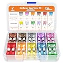 JOREST 60Pcs Standard Car Fuse Kit -Replacement Fuses Assortment Kit for Car/RV/Truck/Motorcycle(2Amp 3A 5A 7.5A 10A 15A 20A 25A 30A 35A 40A) - Standard Blade Fuses Automotive + Auto Fuse Puller