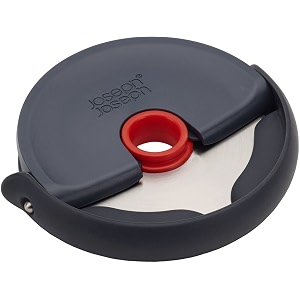joseph joseph disc easy-clean pizza cutter pie cutter  stainless steel pizza wheel with finger guard  compact pizza slicer for homemade pizzas dishwasher safe