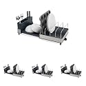 Joseph Joseph Extend Max Steel Expanding Dish Drying Rack, high Capacity for Large Items, Cutlery and Knife Holder, Swivel Draining Spout, Stainless Steel (Pack of 4)