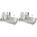 Joseph Joseph Extend Steel Expandable Dish Drying Rack with Removable Cutlery Holder Swivel Draining Spout, Stainless Steel (Pack of 2)