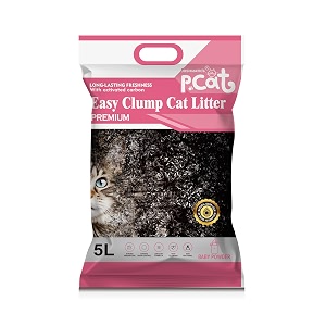 joshmatic 5l cat litter pack of 1  baby powder easy clump bentonite with activated carbon odor control 90 dust-free antibacterial multi-cat super absorbent non-toxic fast clumping litter