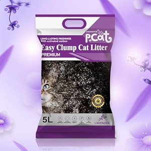 joshmatic 5l cat litter pack of 1 lavender scent easy clump bentonite with activated carbon odor control 90 dust-free antibacterial multi-cat super absorbent non-toxic fast clumping litter