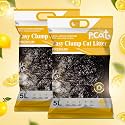 Joshmatic 5L Cat Litter Pack of 2 – Lemon Scent Easy Clump Bentonite with Activated Carbon, Odor Control, 90% Dust-Free, Antibacterial, Multi-Cat, Super Absorbent, Non-Toxic, Fast Clumping Litter