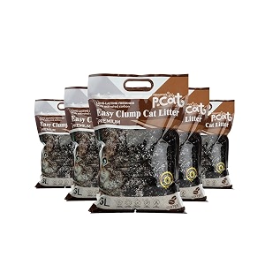 joshmatic 5l cat litter pack of 4  coffee scent easy clump bentonite with activated carbon odor control 90 dust-free antibacterial multi-cat super absorbent non-toxic fast clumping litter
