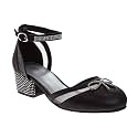 Josmo Girls Rhinestone Glitter Dress Sandal with Low Heel Fancy Sparkly Ankle Strap Sandals for Toddler to Big Kids