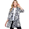 Jostar Women's Mesh Jacket Cardigan - 3/4 Sleeve Sheer Lightweight Open Front Princess Soft Drape Knit Sweater