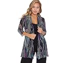 Jostar Women's Mesh Jacket Cardigan - 3/4 Sleeve Sheer Lightweight Open Front Princess Soft Drape Knit Sweater