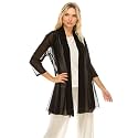 Jostar Women's Mesh Jacket Cardigan - 3/4 Sleeve Sheer Lightweight Open Front Princess Soft Drape Knit Sweater