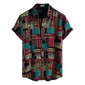 JOTOOK Mens Hawaiian Shirt Short Sleeve Button