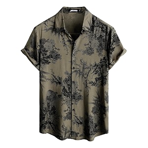 JOTOOK Mens Hawaiian Shirt Short Sleeve Button
