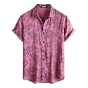 JOTOOK Mens Hawaiian Shirt Short Sleeve Button