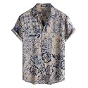 JOTOOK Mens Hawaiian Shirt Short Sleeve Button