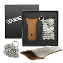 The Journey Home Cast Iron Skillet Handle Covers - Cast Iron Handle Cover w/Metal Scrubber - Heat Resistant Leather Pan Handle w/Hole - Cast Iron Accessories - Gift Sets for Men - Chainmail Scrubber