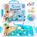 JOVA Klever Kits Slime Sensory Bin Ocean World for Kids with Glow in The Dark Stones, Sand Ocean Sensory with Sea Animals, Gifts for Kids Age 3-8