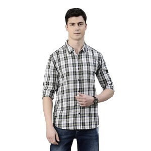 JOVEN Men Slim Fit Pure Cotton Brown