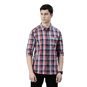 JOVEN Men Slim Fit Pure Cotton Brown
