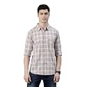 JOVEN Men Slim Fit Pure Cotton Brown