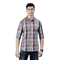 JOVEN Men Slim Fit Pure Cotton Brown