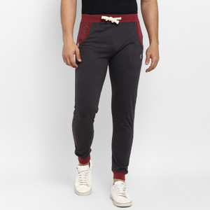 joven solid men black track pants