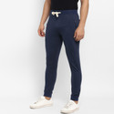 JOVEN Men Solid Dark Blue Track Pants
