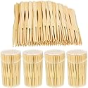 Jovitec 440 Pcs Mini Bamboo Forks, 3.5 Inch Appetizer Cocktail Forks Bulk