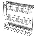 JOWBOOW Side Mount 3-Tier Pull Out Spice Rack, 4" W, Frameless Cabinet ONLY