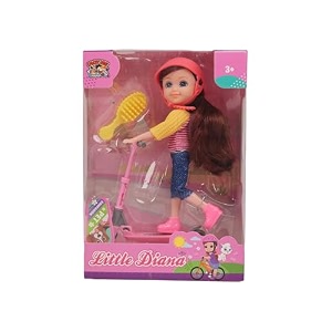 joy junction little diana doll toy for girls- perfect christmas  birthday doll with accessoires fun gift idea for 10-year-old girls beautiful and realistic doll toy scooty rides