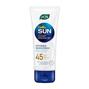 joy ultra light invisible sunscreen with spf 45 50ml  quick absorbing amp zero white cast cream for sun protection  broad spectrum sunscreen for men amp women