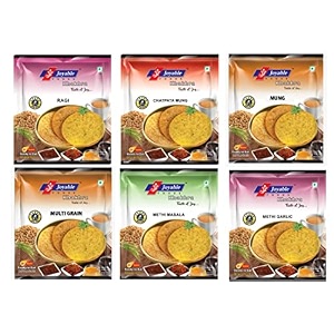 joyable khakhra 6 flavor combo methi masala garlic methi raginachni chatpata mung spicy multigrain mung  healthy traditional gujarati snacks  ready to use - pack of 61080gram
