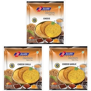 joyable khakhra combo cheese cheese chilli cheese garlic healthy traditional gujarati snacks  ready to use - pack of 6 180 gms each