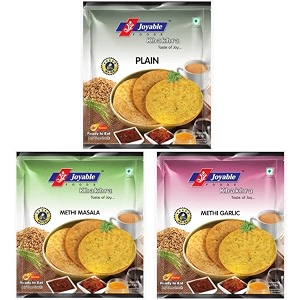 joyable khakhra plain methi masala garlic methi - pack of 6 180 gms each