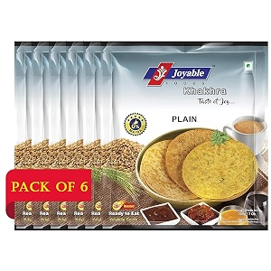 joyable plain sada khakhra khakhra - pack of 6 200 gms each  dry chapati  khakra fresh gujarati namkeen snacks  ready to eat - roasted - khakhras snacks vacuum packed