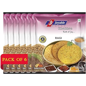 joyable raginachni khakhra - pack of 6 200 gms each  dry chapati  khakra fresh gujarati namkeen snacks  ready to eat - roasted - khakhra snacks vacuum packed