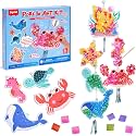 JoyCat Poke Art Wind Chime Craft Kit for Kids, 6 Ocean Figures