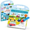 JoyCat Vehicle Water Coloring Book for Toddlers & Kids, 13 Pages, No-Mess