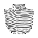 Joyci Women's Solid Stripe Turtleneck Dickey Collar Wear Outer or in Sweater Hoodie High Neck Mock Collar