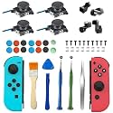 Joycon Joystick Replacement Kit( 48 in one), Switch Joystick Replacement for Switch/ Switch Lite/ Switch OLED, Include 4 Thumbsticks, 4 Metal Buckles, 2 Screwdrivers, Pry Tool, 12 Thumbstick Grips