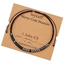 JoycuFF Christian Gifts for Women，Inspirational Morse Code Bracelets Bible Verse Religious Gifts for Her Teen Girls Birthday Christmas1 John 4:8, 7 inches, Black