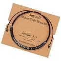 JoycuFF Christian Gifts for Women，Inspirational Morse Code Bracelets Bible Verse Religious Gifts for Her Teen Girls Birthday Christmas Joshua 1:9, 7 inches, Black