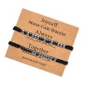 JoycuFF Always Together Inspirational Friendship Morse Bracelets for Women Best Friend Men Unique Black Beads Hand Made Birthday Christmas Jewelry