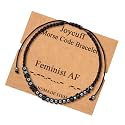 JoycuFF Feminist AF Morse Code Bracelets for Women Inspirational Birthday Jewelry for Best Friend Mom Coworker Sister Daughter Handmade Weave Fashion