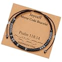 JoycuFF Morse Code Bracelets for Women Bible Verse Christian Gifts Inspirational Jewerly Encouragement Gifts for Friend Birthday Eater Christmas Psalm 118:14, 7 inches, Black