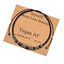 JoycuFF Vegan AF Bracelet Morse Code Jewelry for Women Vegetarian Best Friends Mom Sister Daughter Unique Handmade Birthday Thanksgiving Day Christmas Gifts