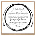 JoycuFF To My Girlfriend Bracelets Birthday Anniversary Morse Code Bracelets from Boyfriend Bf I Love You Thanksgiving Day Christmas Gifts for Girlfriend Wrap Strand Bracelet