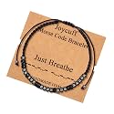 JoycuFF Just Breathe Inspirational Friendship Morse Bracelets for Women Men Unique Black Beads Hand Made Birthday Christmas Jewelry